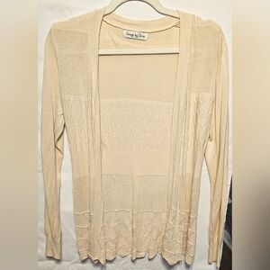 Cream Cardigan with Lightweight Knit and Subtle Ribbing